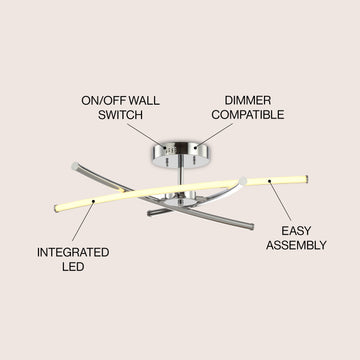 Crucis 31.5" Modern Metal Integrated LED Semi Flush Mount - JONATHAN Y